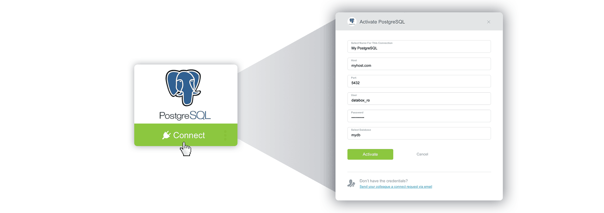 PostgreSQL Connect popup