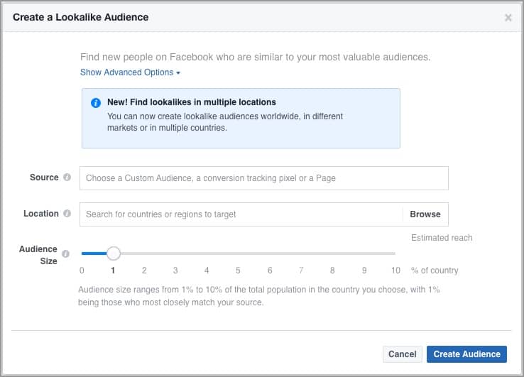 facebook lookalike audience options