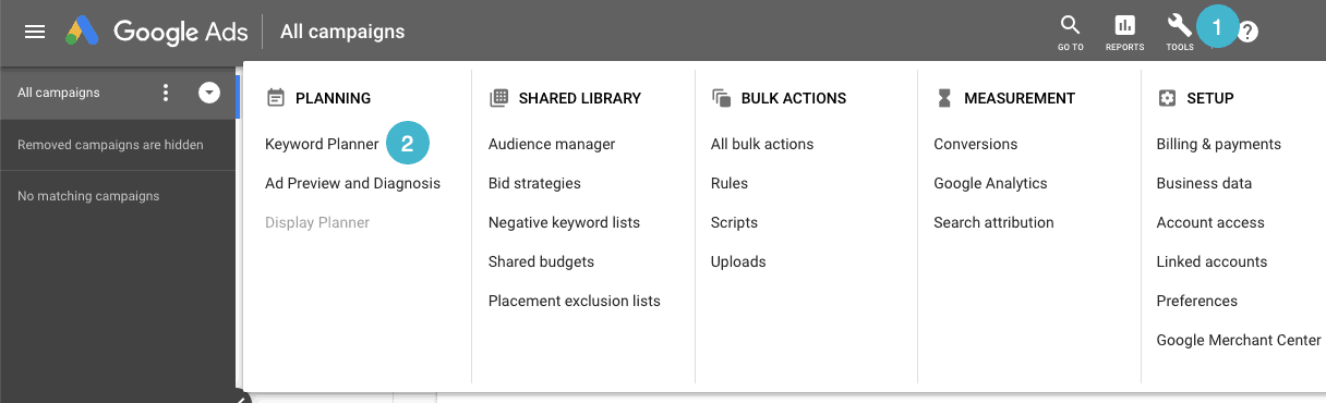 Google keyword planner without on sale campaign
