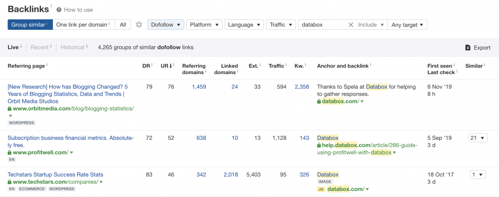 Ahrefs backlink tool