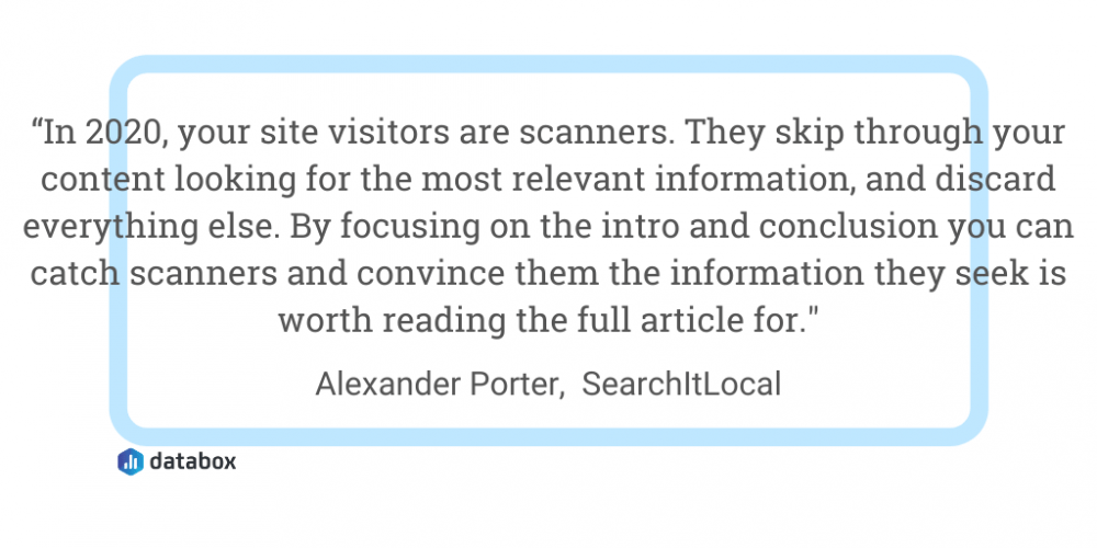 Rewrite your introduction quote from Alexander Porter, SearchltLocal