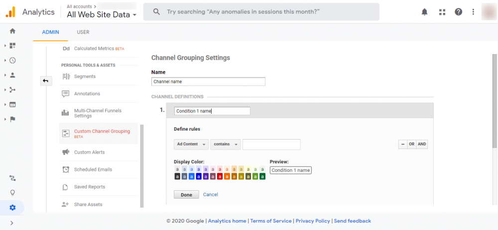 how to use custom channel grouping in Google Analytics?