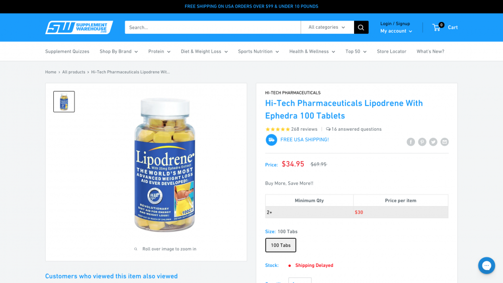 Lipodrene with Ephedra tablets page