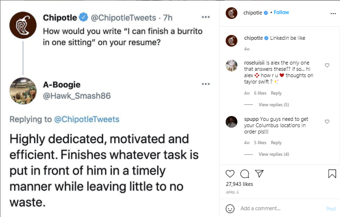 chipotle instagram post