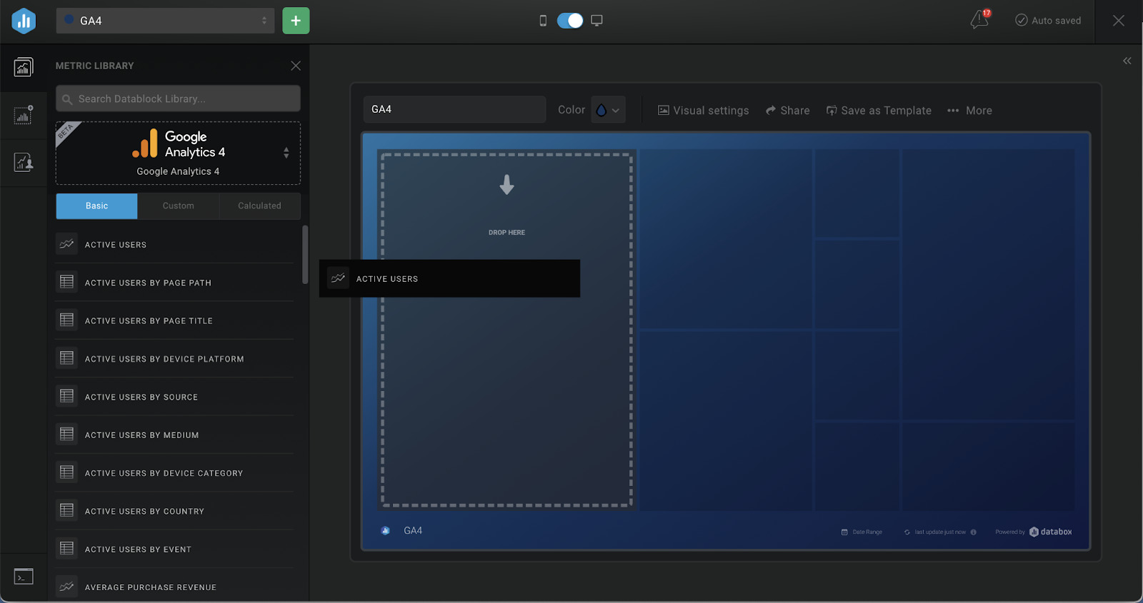 Drag-and-drop metrics