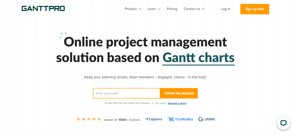 screenshot of project management tool ganttpro