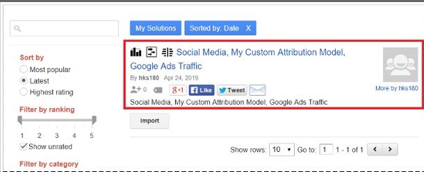 how to see your shared asset in the Google Analytics Solution Gallery