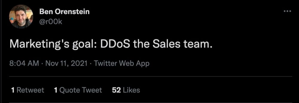 marketing - ddos the sales team tweet