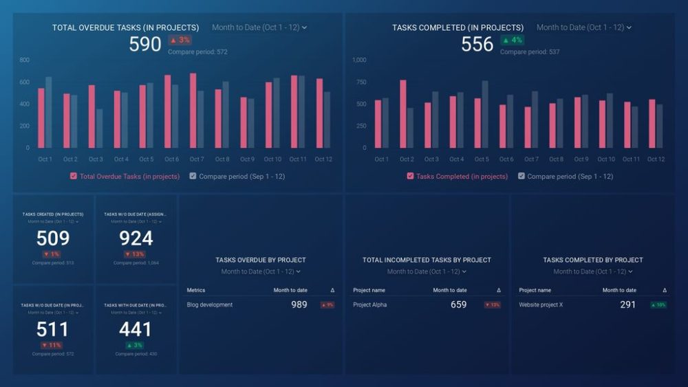 Project Management KPI report example