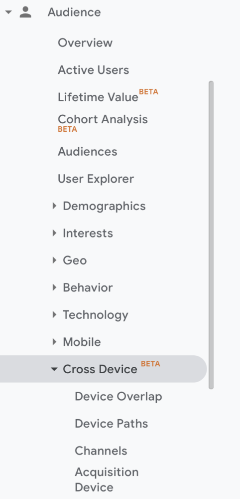 Google Analytics Cross Device report