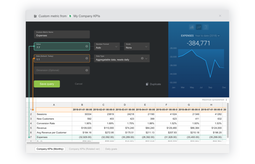 query builder example for google sheets