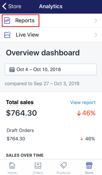 Access Shopify sales report via mobile (Android)