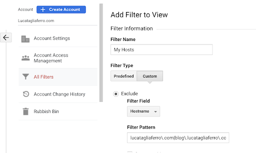 Setting up filters in Google Analytics