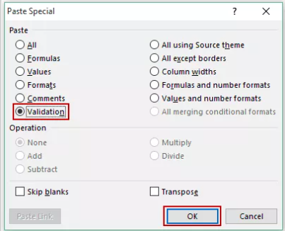 Copy Pasting Drop-Down Lists in Excel