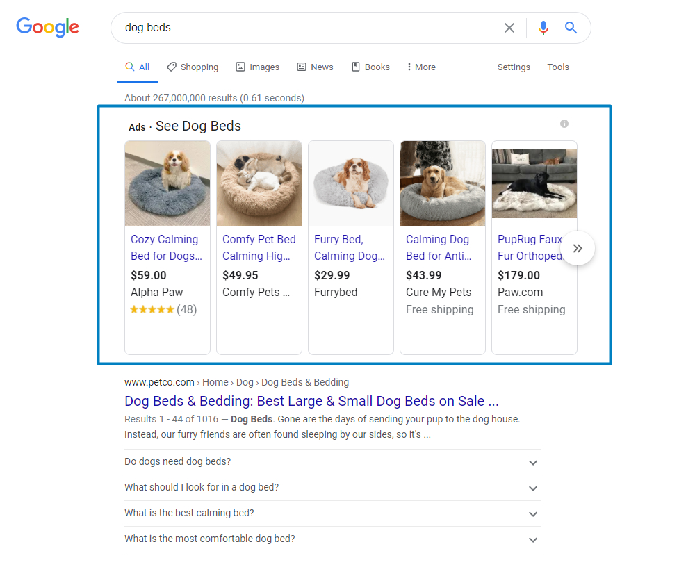 Google Shopping ads example