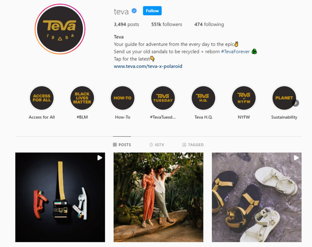 Teva Instagram profile