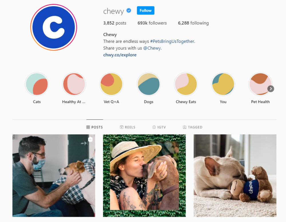 Chewy Instagram profile