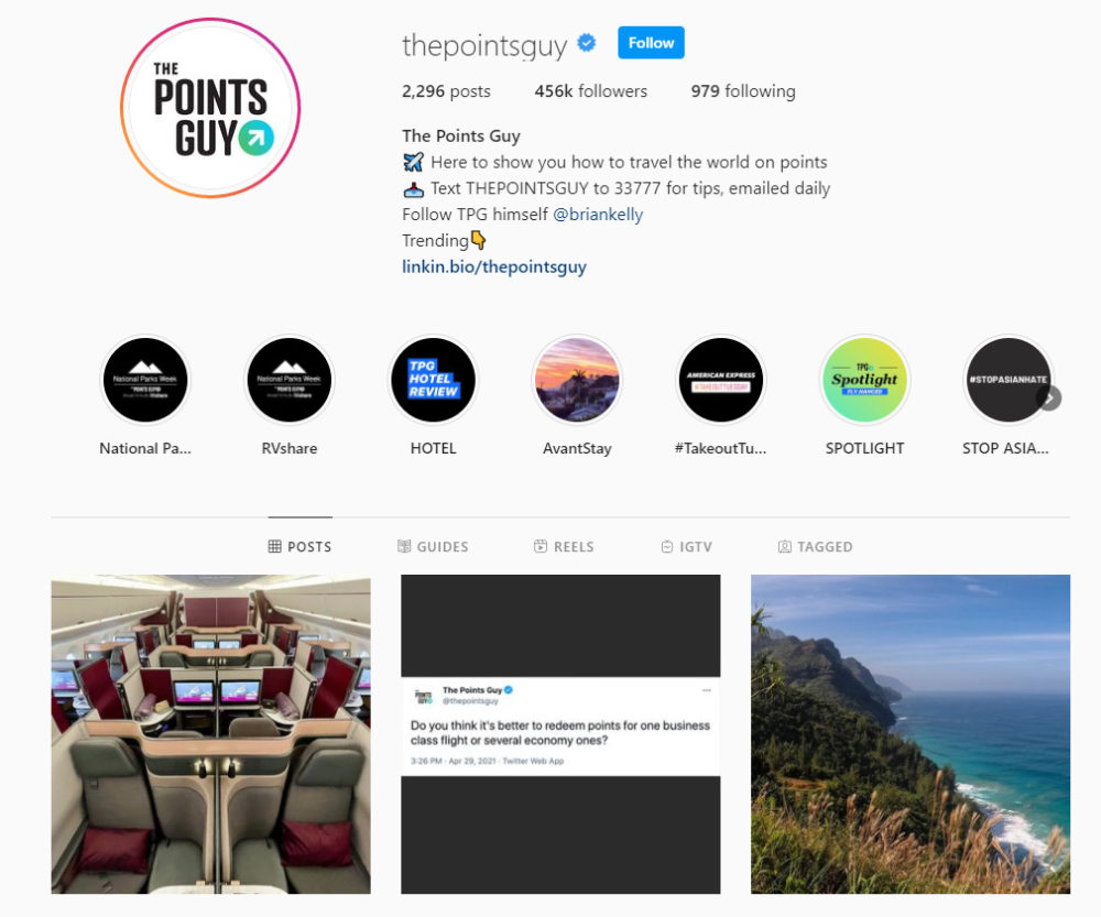 The Points Guy Instagram profile