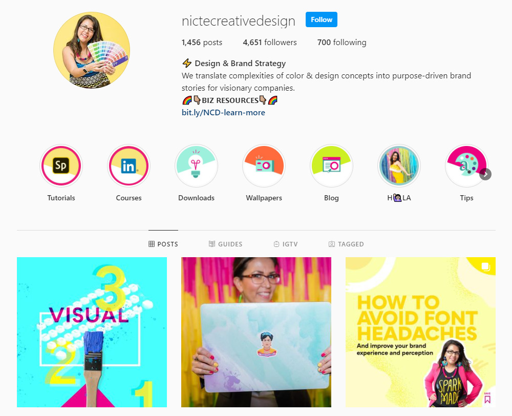 Sample of instagram profile