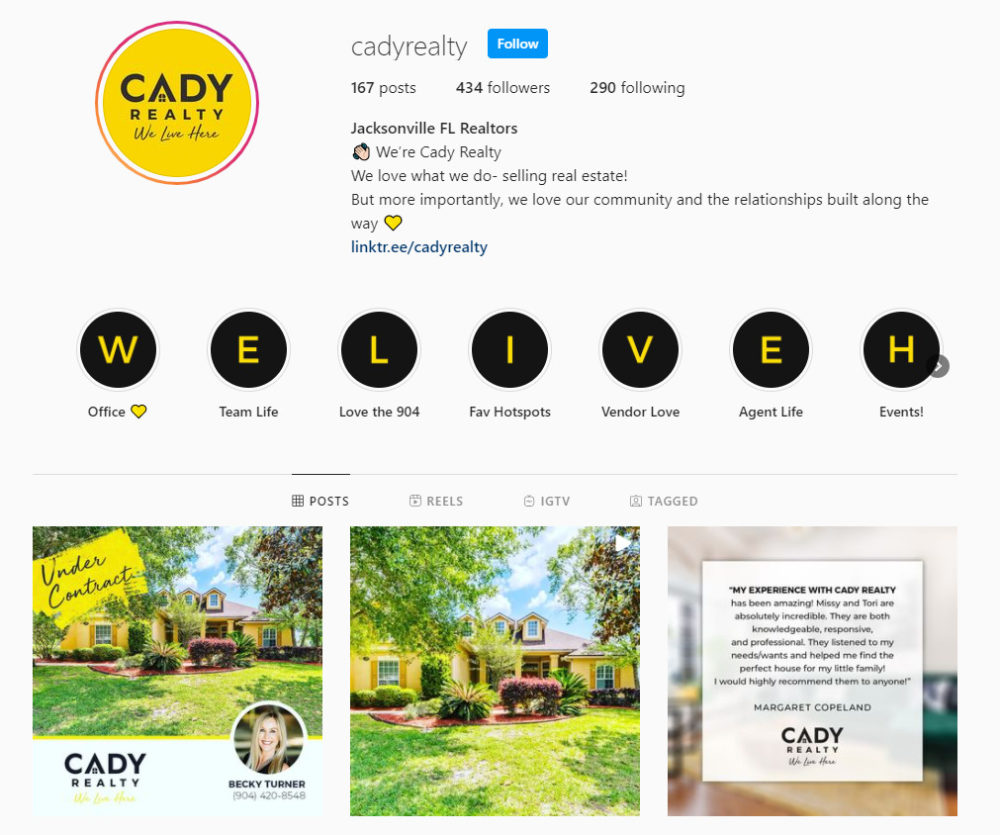 Cady Realty Instagram profile