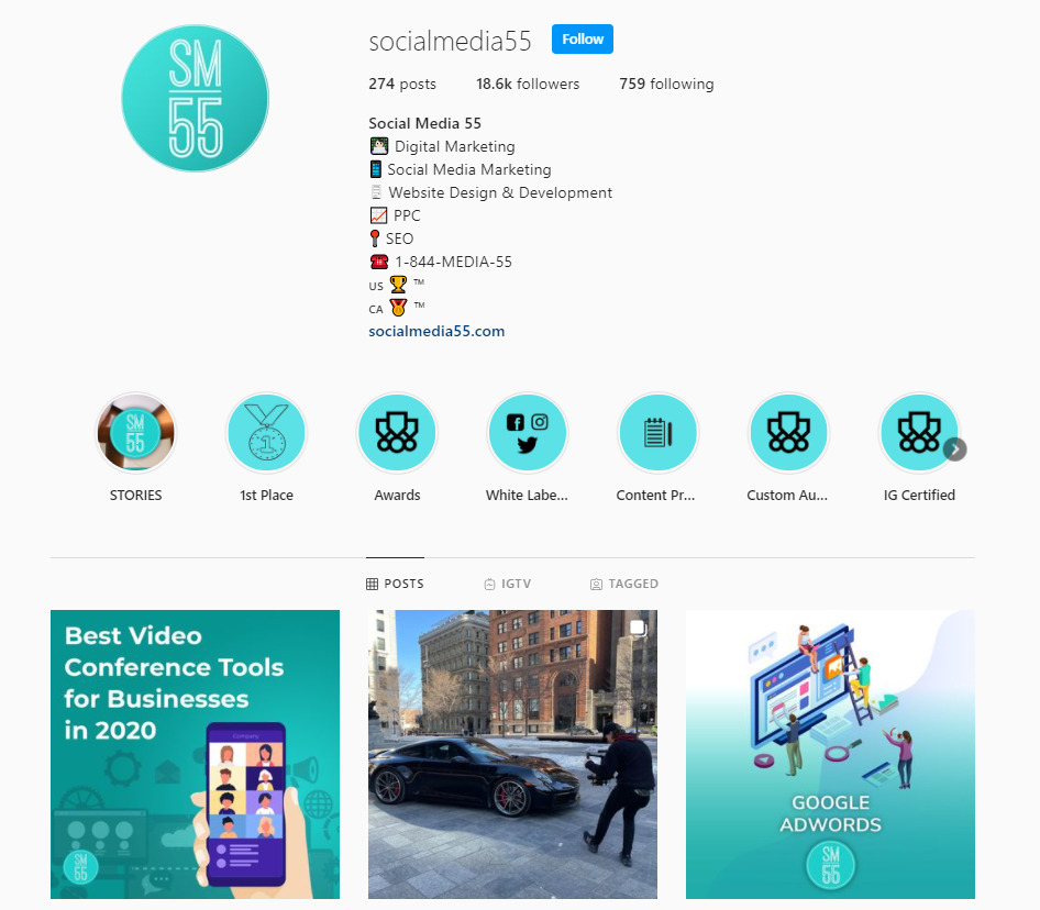 SocialMedia55 Instagram profile