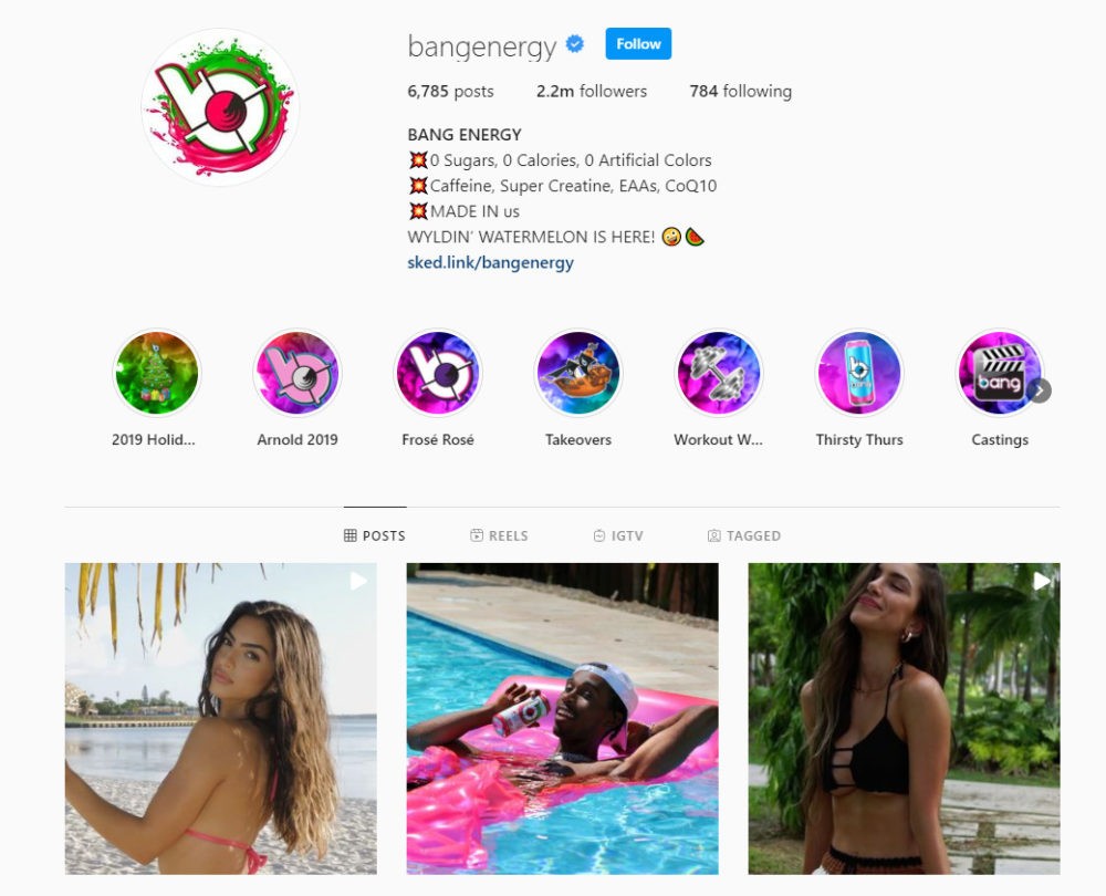 Bang Energy Instagram profile