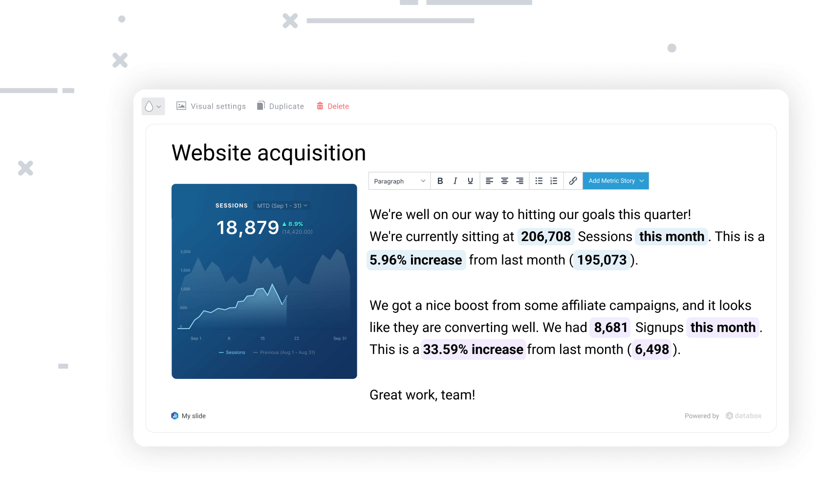 With Databox You Can Create Data Stories to Build your Marketing Report