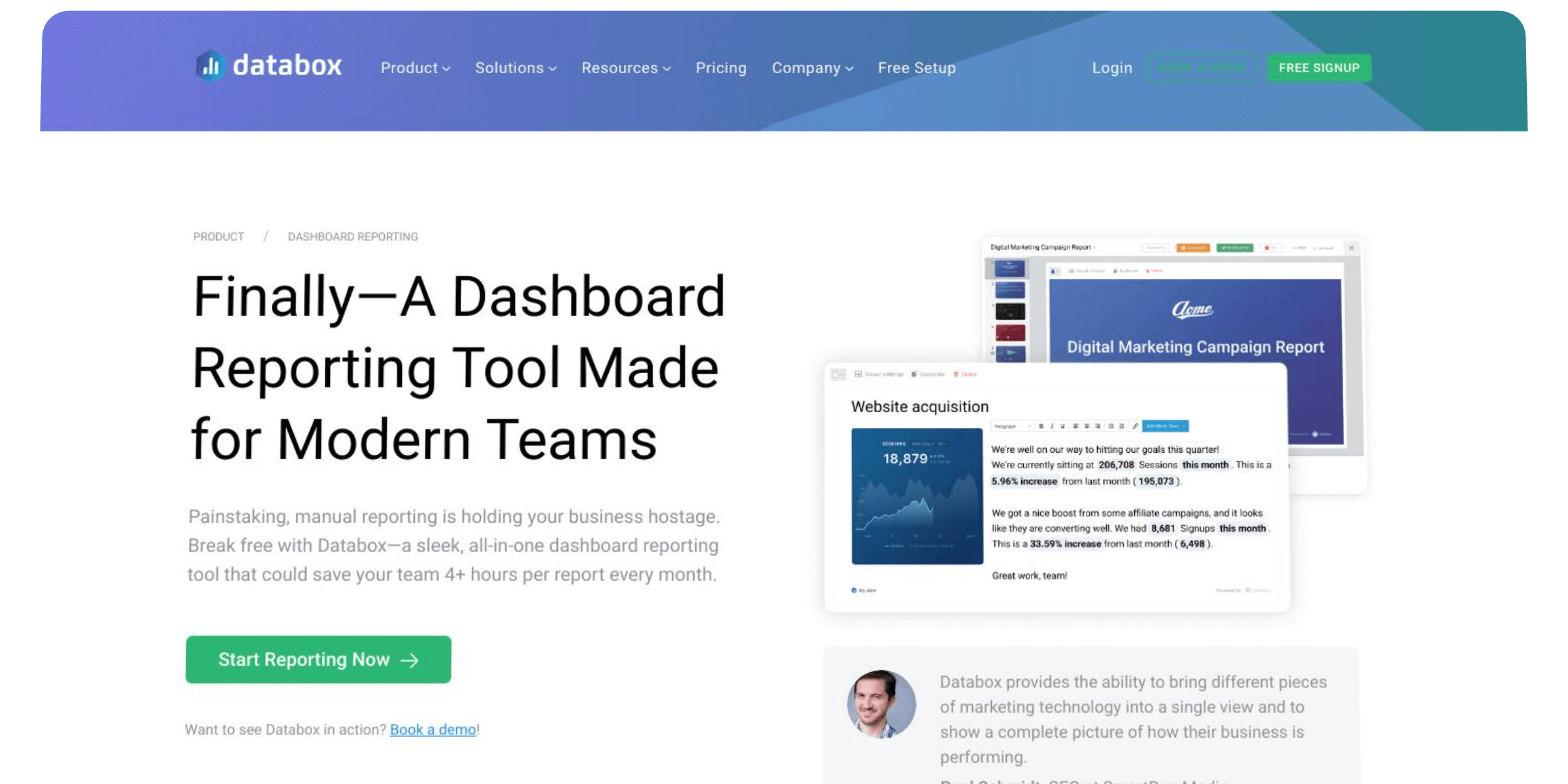 Dashboard Reporting Software for Modern Teams Databox