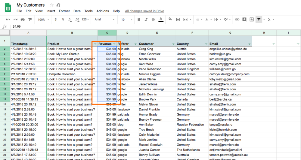 Highlight the cells containing the data you’d like to visualize