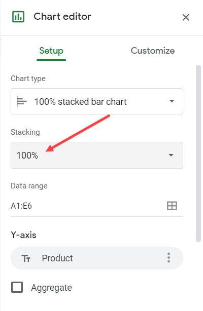 stacking bar option in chart editor