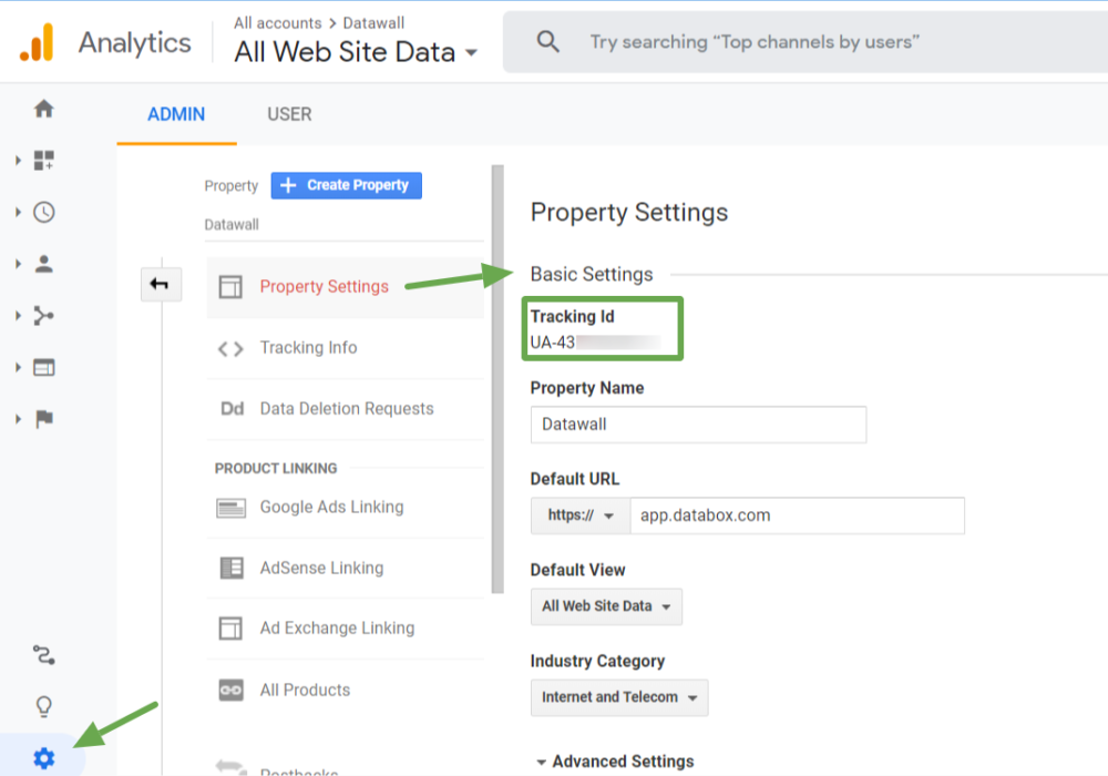 Google Analytics tracking ID location