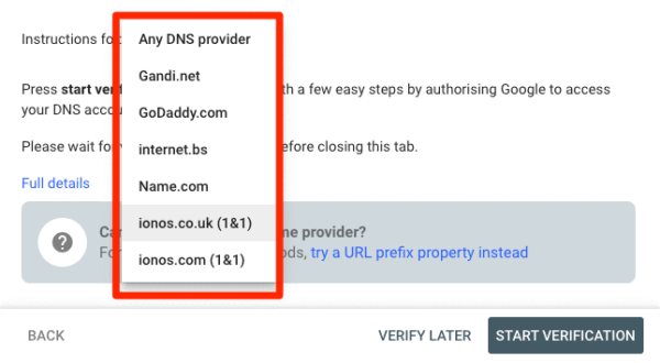 Verificação de propriedade de domínio