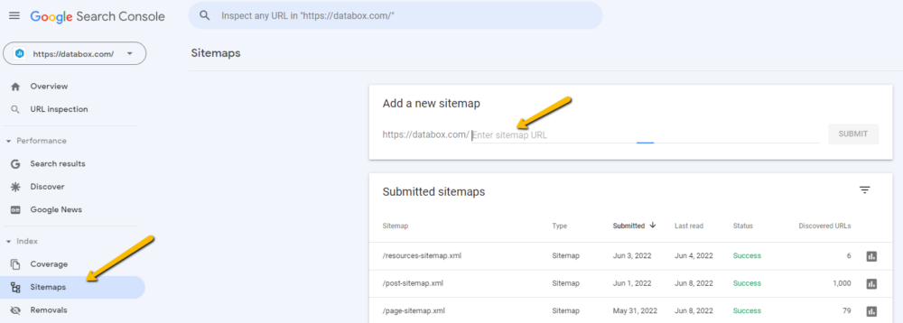 Adicionar um Sitemap ao Google Search Console