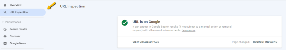 Ferramenta de inspeção de URL do Google Search Console