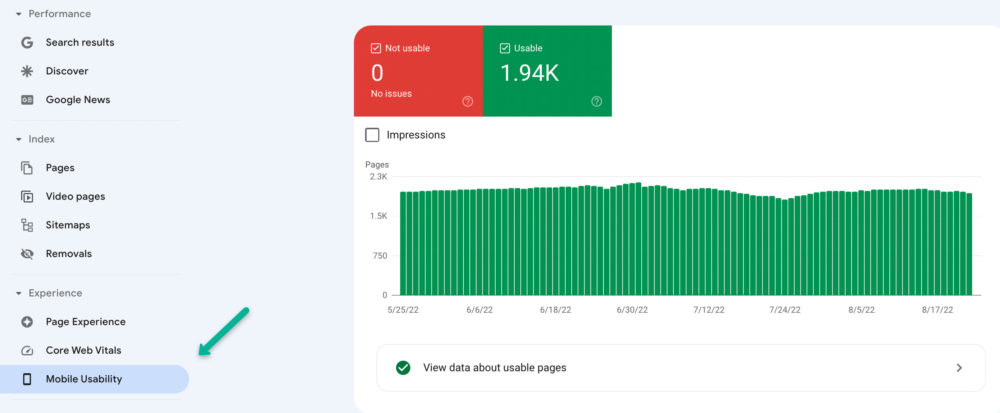 Mobile Usability Report in Google Search Console