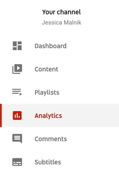 YT channel analytics