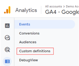 Custom definitions GA4