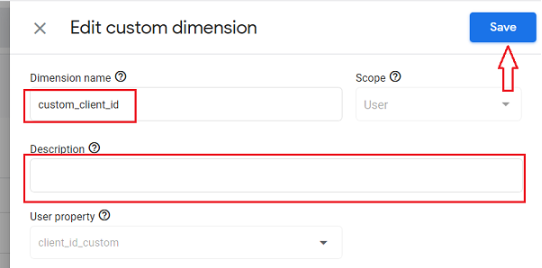 customize the name and description of your custom dimension