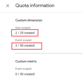 custom dimension quota examples