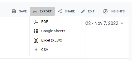 Possible report options