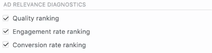 Ad Relevance Diagnostics tab