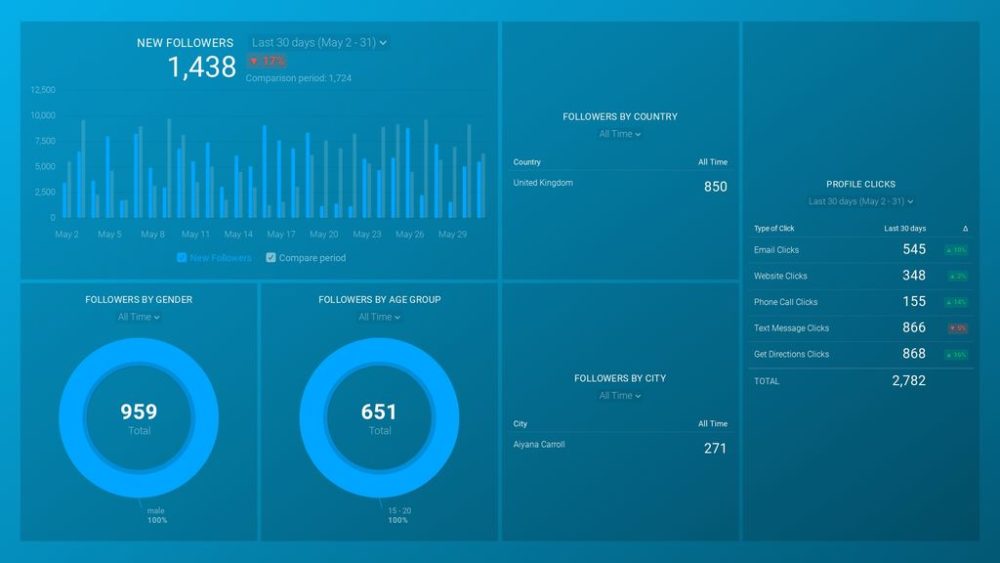 Instagram Followers Drilldown Dashboard