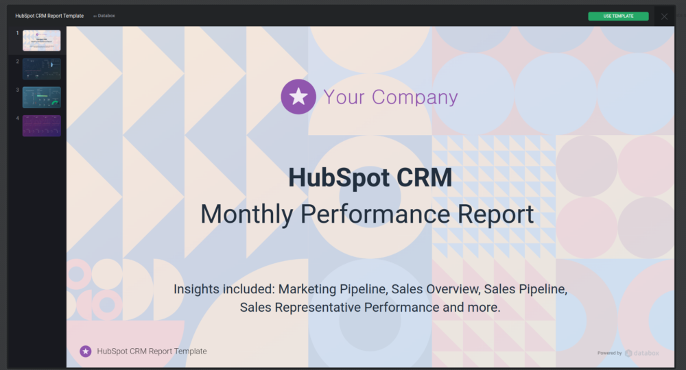 Free HubSpot CRM Report Template.