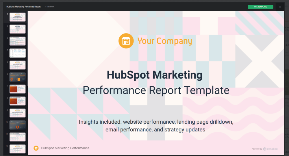 HubSpot Marketing Performance Report Template