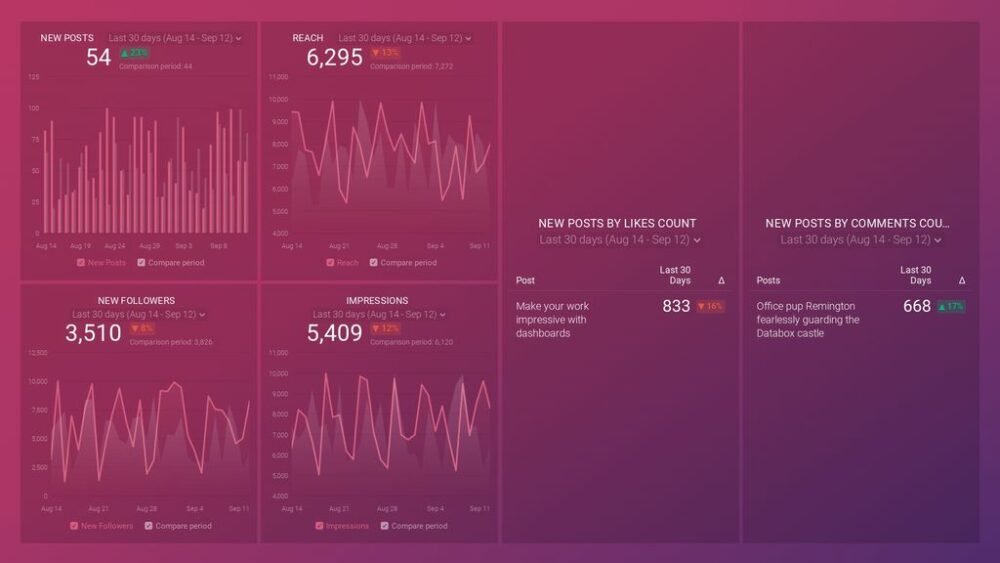 Instagram Business (Post Performance) dashboard