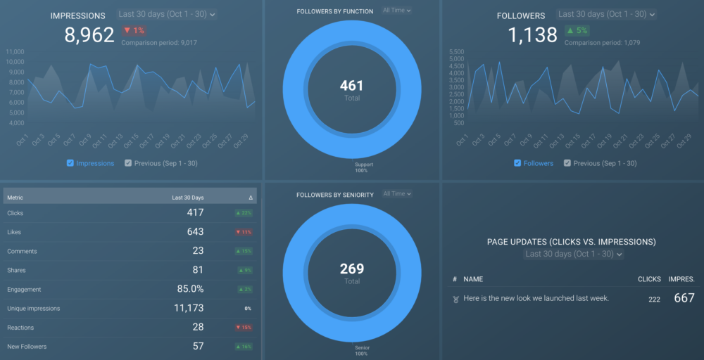 LinkedIn Company Page Overview dashboard template