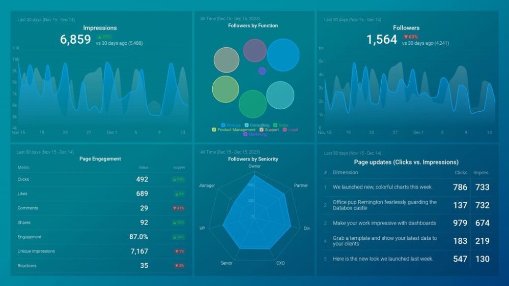 LinkedIn Company Engagement Overview Dashboard 