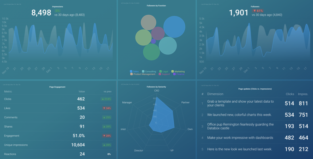 LinkedIn Company Page Engagement dashboard template