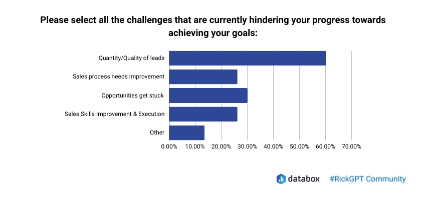 Main challenge currently hindering sellers progress towards achieving their goals