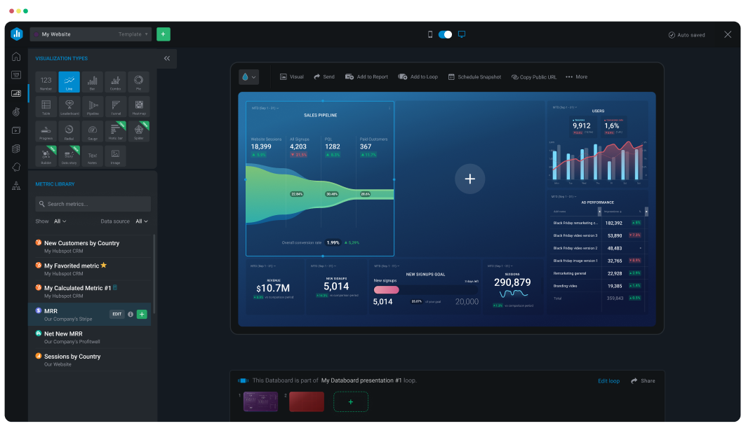 Dashboard designer screen